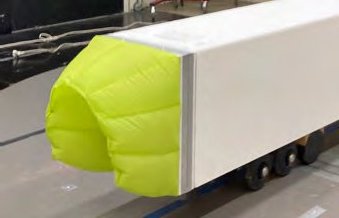 Close-up of the inflated prototype tail