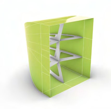 3D render of the internal structure of the tail