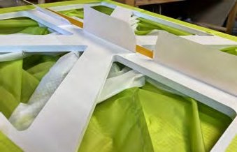 Textile pocket and aluminium frame of a prototype